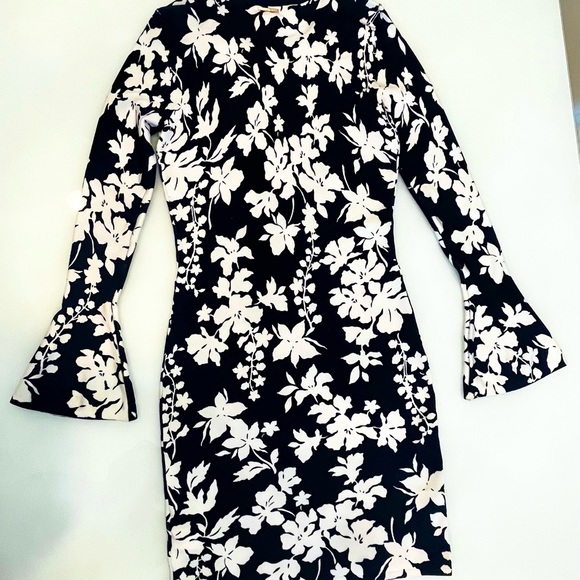 Michael Khors Floral Stretch-Viscose Bell-Cuff Dress Size Small - Picture 4 of 7